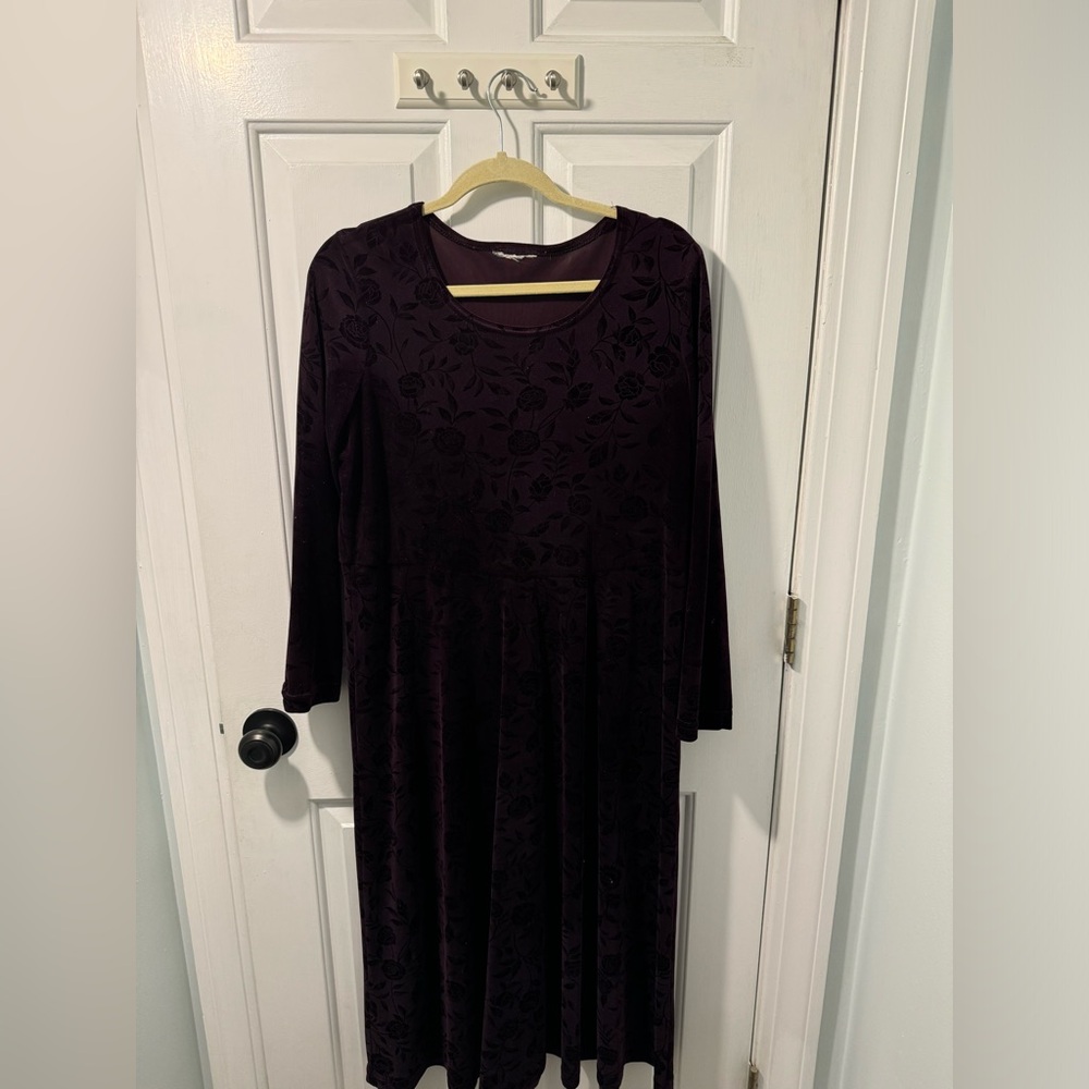 Deep purple woman’s velvet long sleeve dress